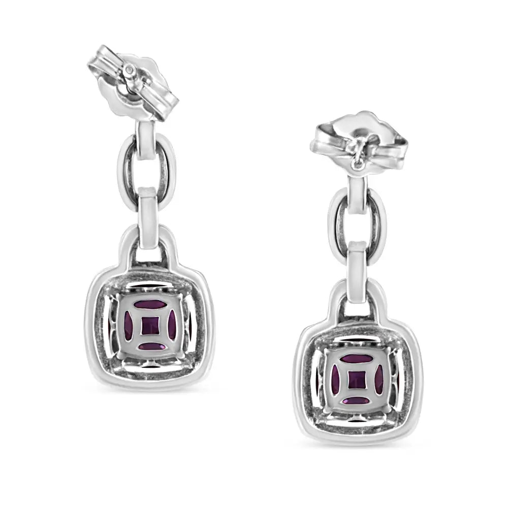 Purple amethyst and diamond drop earrings in.925 sterling silver bijoux-nyc direct
