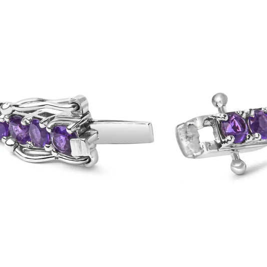 .925 sterling silver 7 3/8 ctw created purple amethyst tennis bracelet 7.25’’ inches bracelets/bracelets/tennis handcrafted