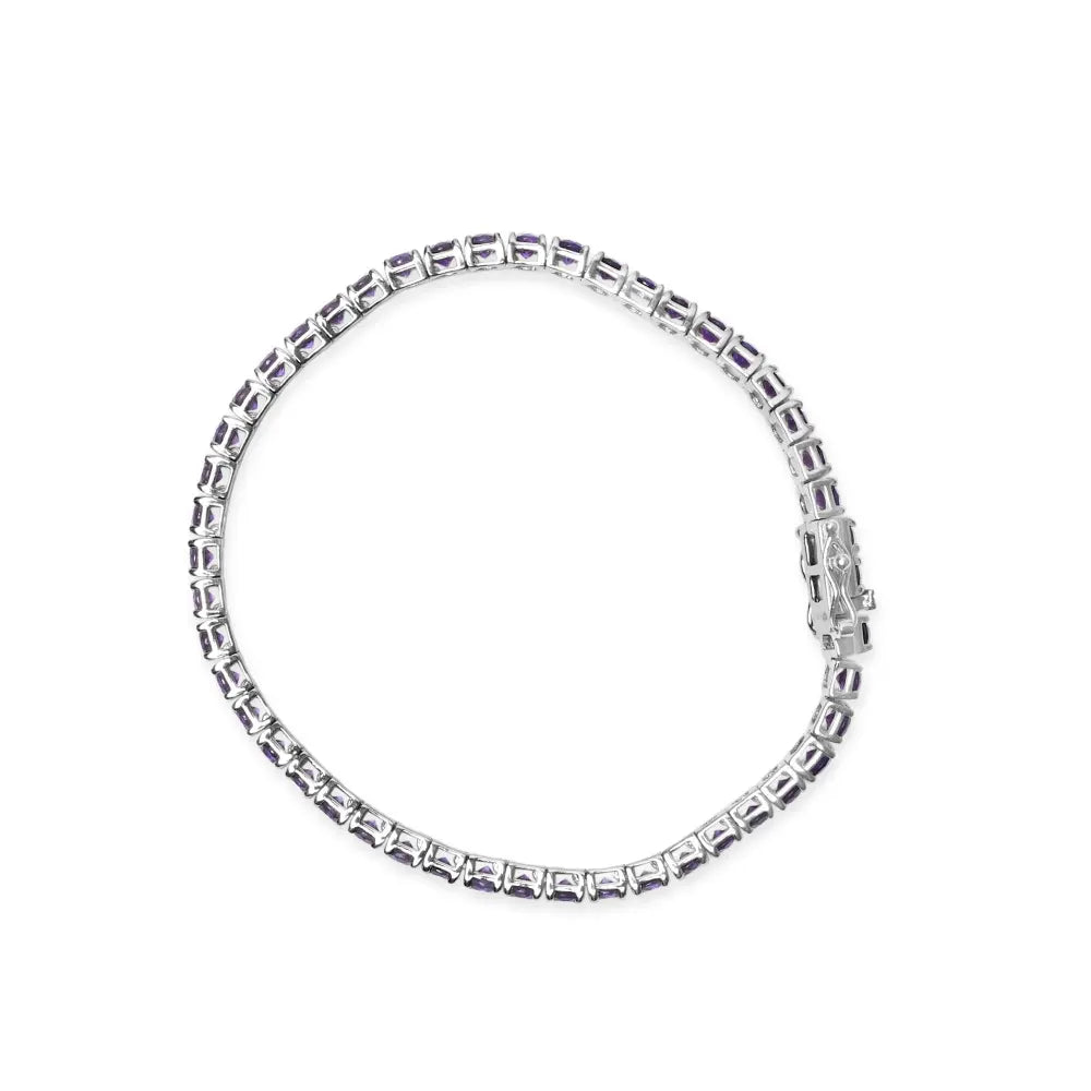 .925 sterling silver 7 3/8 ctw created purple amethyst tennis bracelet 7.25’’ inches bracelets/bracelets/tennis handcrafted