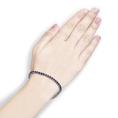 .925 sterling silver 7 3/8 ctw created purple amethyst tennis bracelet 7.25’’ inches bracelets/bracelets/tennis handcrafted