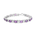 Sterling silver oval amethyst and diamond x-link bracelet 7 inch bijoux-nyc direct