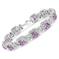 Cushion amethyst and 1/10 cttw diamond tennis bracelet in sterling silver bijoux-nyc direct