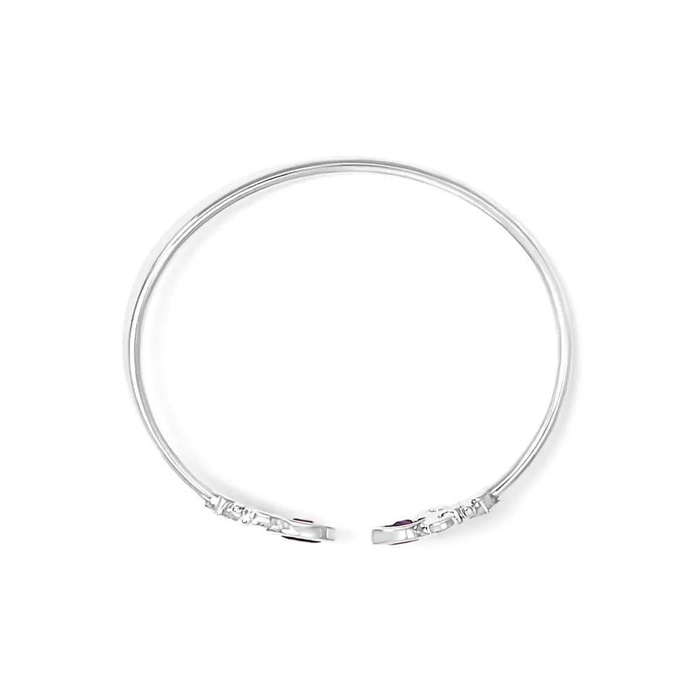 Amethyst fleur-de-lis sterling silver open cuff bracelet with diamonds bijoux-nyc direct