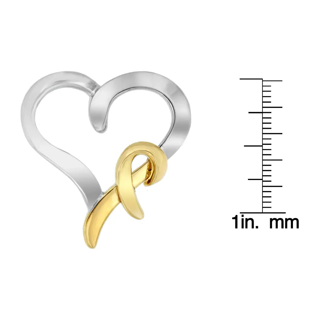 Two-tone heart pendant necklace in.925 sterling silver and 14k gold bijoux-nyc direct
