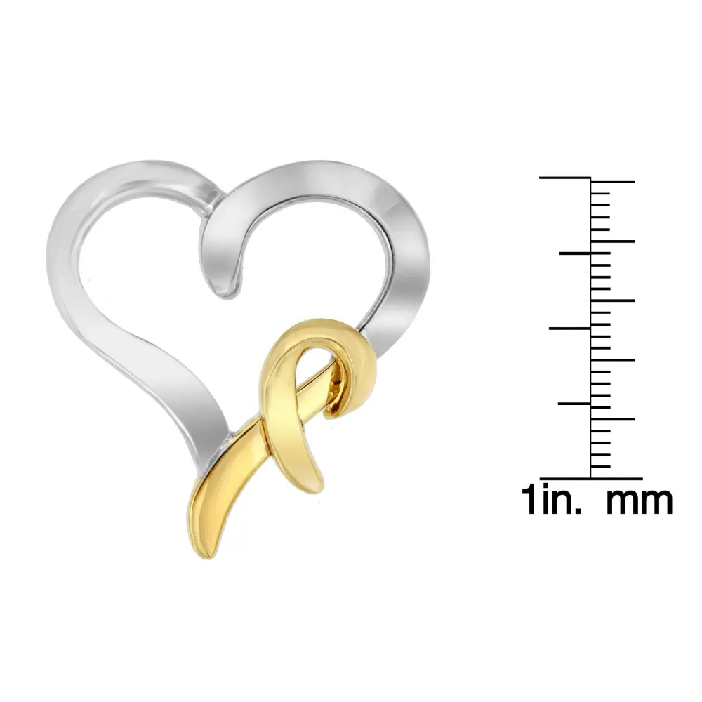 .925 Sterling Silver and 14K Yellow Gold Two-Tone Heart Shaped Pendant Necklace - Bijoux-NYC Direct