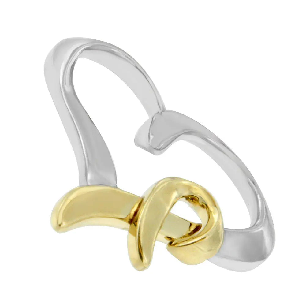 .925 Sterling Silver and 14K Yellow Gold Two-Tone Heart Shaped Pendant Necklace - Bijoux-NYC Direct