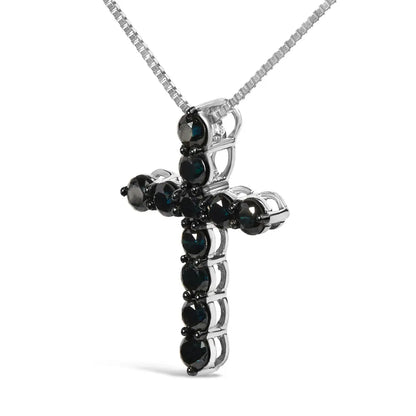 .925 sterling silver and black rhodium 1.0 cttw diamond cross pendant necklace (black color i2 i3 clarity) 18’’ inches