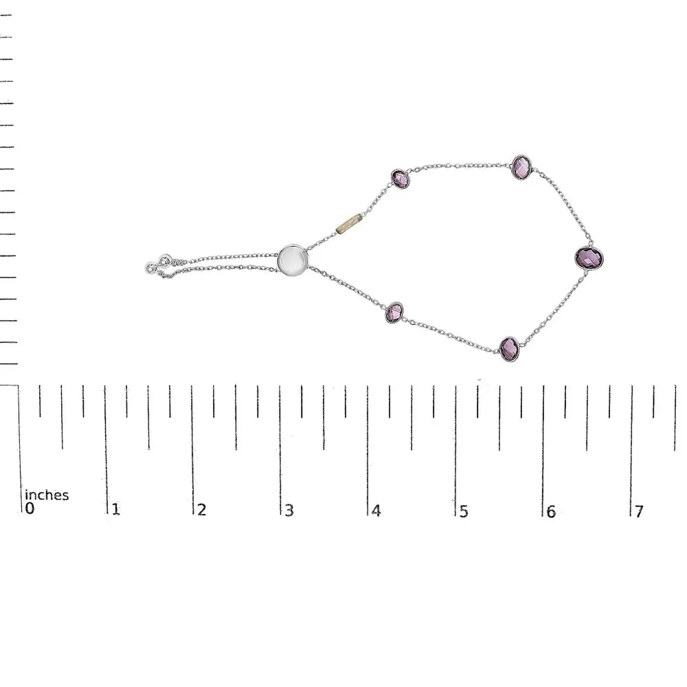 Purple amethyst 5-station adjustable bolo bracelet in sterling silver bijoux-nyc direct
