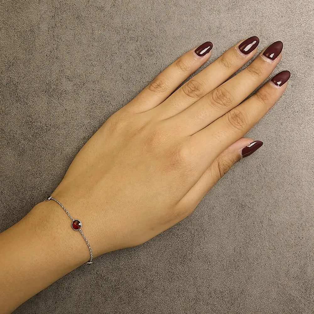 Red garnet 5-station adjustable bolo bracelet in sterling silver bijoux-nyc direct