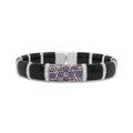 Sterling silver diamond and sapphire floral enamel bangle bracelet 7.75 bijoux-nyc direct