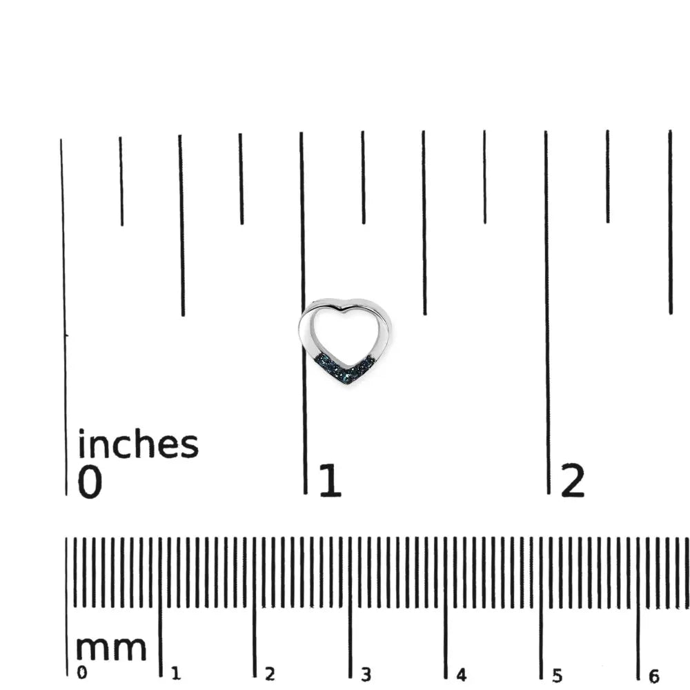 .925 Sterling Silver Blue Diamond Accent Open Heart Stud Earrings (Blue Color, SI1-SI2 Clarity) - Bijoux-NYC Direct