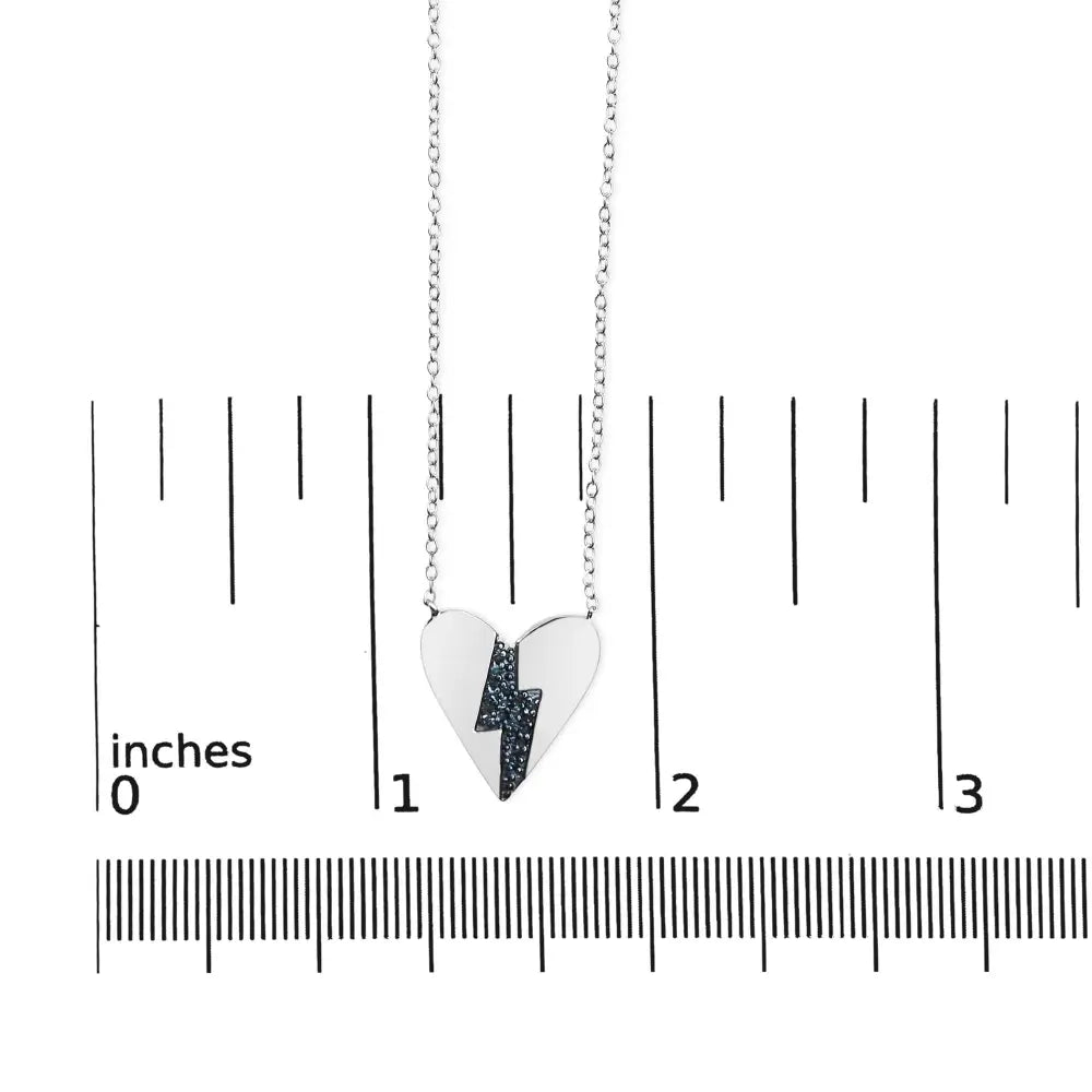 Blue diamond broken heart pendant necklace in.925 sterling silver 18 bijoux-nyc direct
