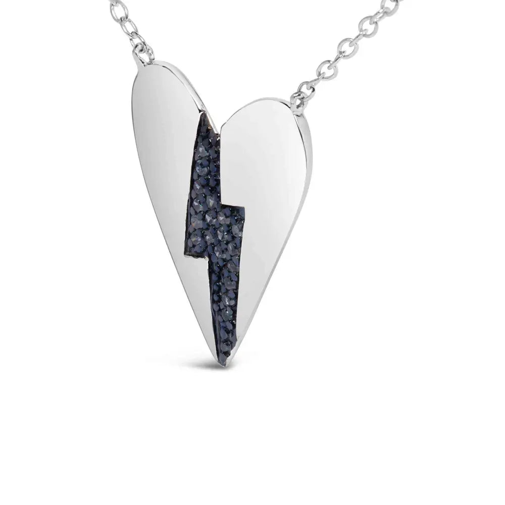 .925 sterling silver blue diamond broken heart pendant necklace (h i color i1 i2 clarity) 18’’ inches necklaces/pendant/pendant
