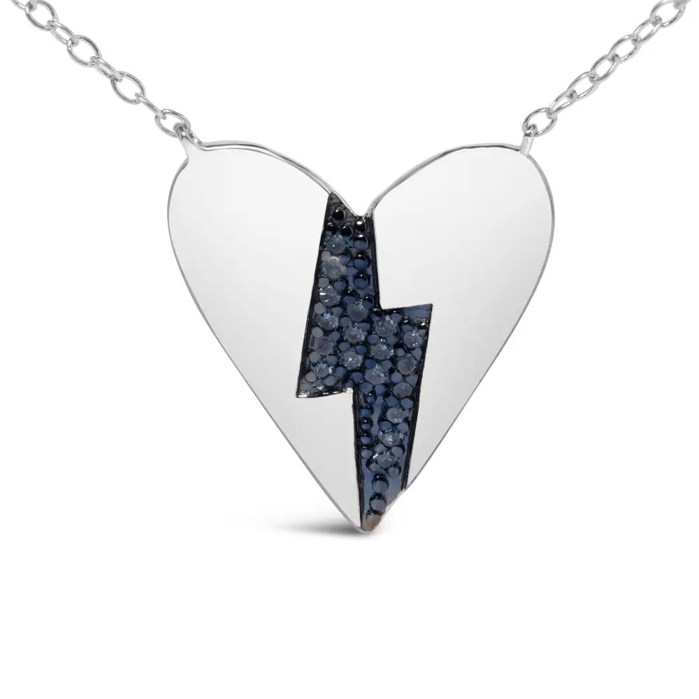 Blue diamond broken heart pendant necklace in.925 sterling silver 18 bijoux-nyc direct