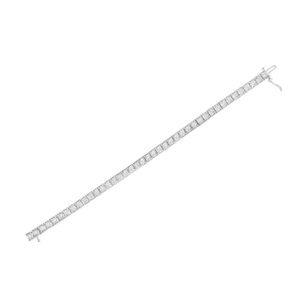 .925 Sterling Silver Brilliant-Cut Round Diamond Square Frame Miracle-Set Tennis Bracelet (2 cttw, I-J Color, I2-I3 Clarity) - Size 7" - Bijoux-NYC Direct