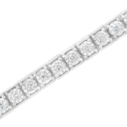 .925 Sterling Silver Brilliant-Cut Round Diamond Square Frame Miracle-Set Tennis Bracelet (2 cttw, I-J Color, I2-I3 Clarity) - Size 7" - Bijoux-NYC Direct