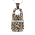 Sterling silver brown enamel 1ct diamond and sapphire statement necklace bijoux-nyc direct