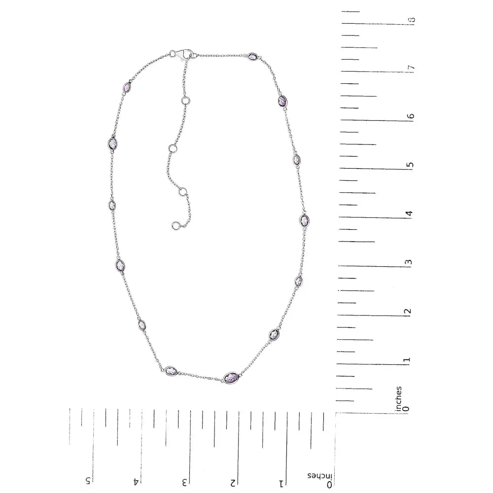 .925 sterling silver checkerboard cut purple amethyst bezel station necklace 22’’ inches necklaces/non pendant/station handcrafted