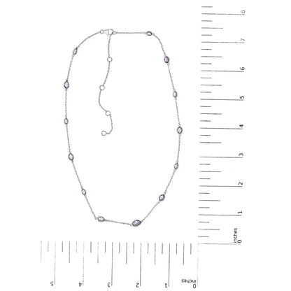 .925 sterling silver checkerboard cut purple amethyst bezel station necklace 22’’ inches necklaces/non pendant/station handcrafted
