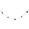 Sterling silver checkerboard red garnet bezel station necklace 22 inch bijoux-nyc direct