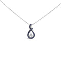 Sterling silver created blue and white sapphire teardrop necklace 18 bijoux-nyc direct