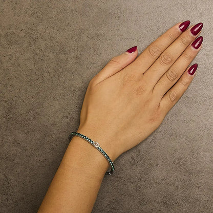 .925 sterling silver created sapphire and emerald semi eternity bangle bracelet 7’’ inches bracelets/bangle/bangle handcrafted