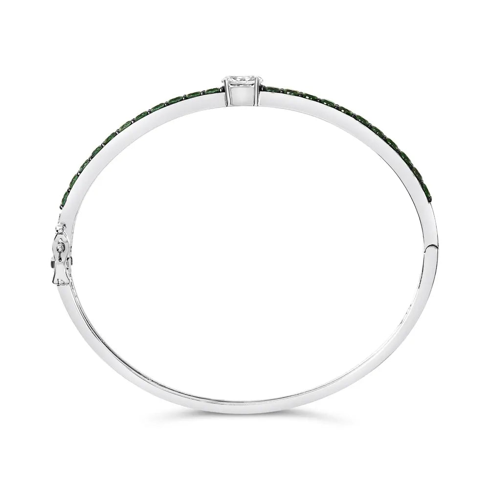 .925 sterling silver created sapphire and emerald semi eternity bangle bracelet 7’’ inches bracelets/bangle/bangle handcrafted