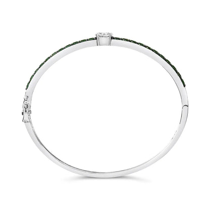 .925 sterling silver created sapphire and emerald semi eternity bangle bracelet 7’’ inches bracelets/bangle/bangle handcrafted
