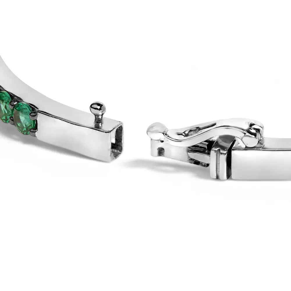 .925 sterling silver created sapphire and emerald semi eternity bangle bracelet 7’’ inches bracelets/bangle/bangle handcrafted