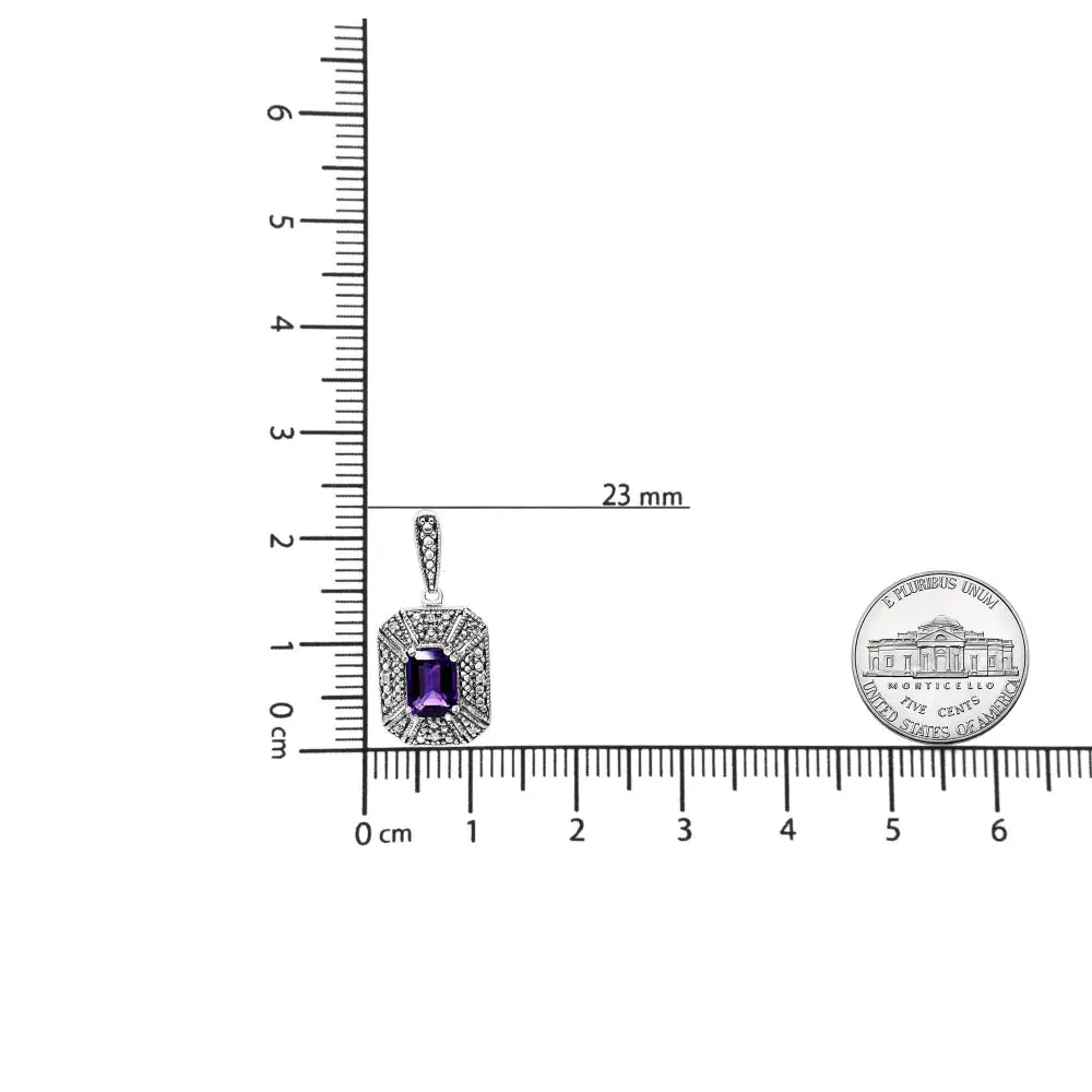 Amethyst & diamond halo stud earrings in sterling silver – 7x5mm