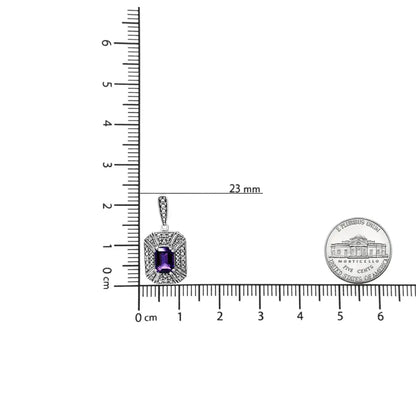 .925 Sterling Silver Diamond Accent and 7x5mm Purple Amethyst Stud Earrings (I-J Color, I2-I3 Clarity) - Bijoux-NYC Direct