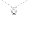 Sterling silver diamond and black enamel french bulldog 18 inch necklace bijoux-nyc direct