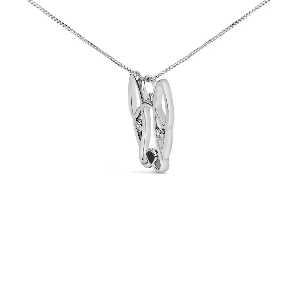 .925 sterling silver diamond accent and black enamel french bullldog 18’’ inch pendant necklace inch (i j color i2 i3 clarity)