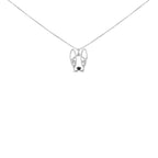 .925 sterling silver diamond accent and black enamel french bullldog 18’’ inch pendant necklace inch (i j color i2 i3 clarity)