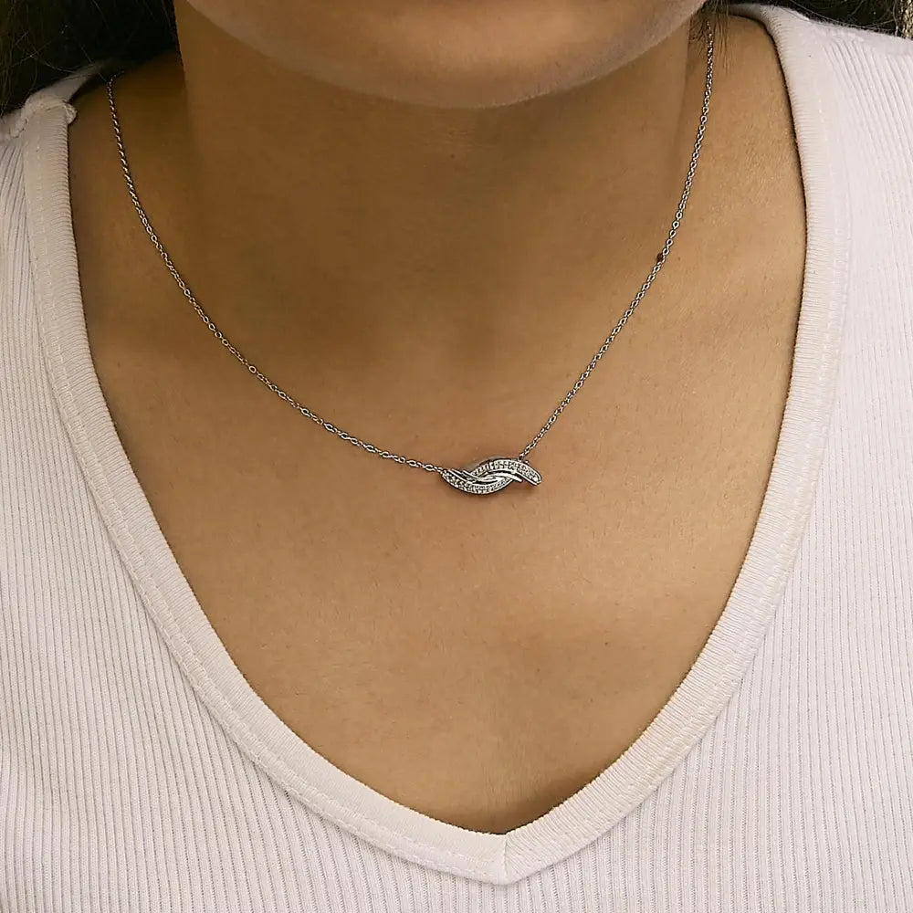 Sterling silver diamond accent bypass curve pendant necklace 18 inch bijoux-nyc direct