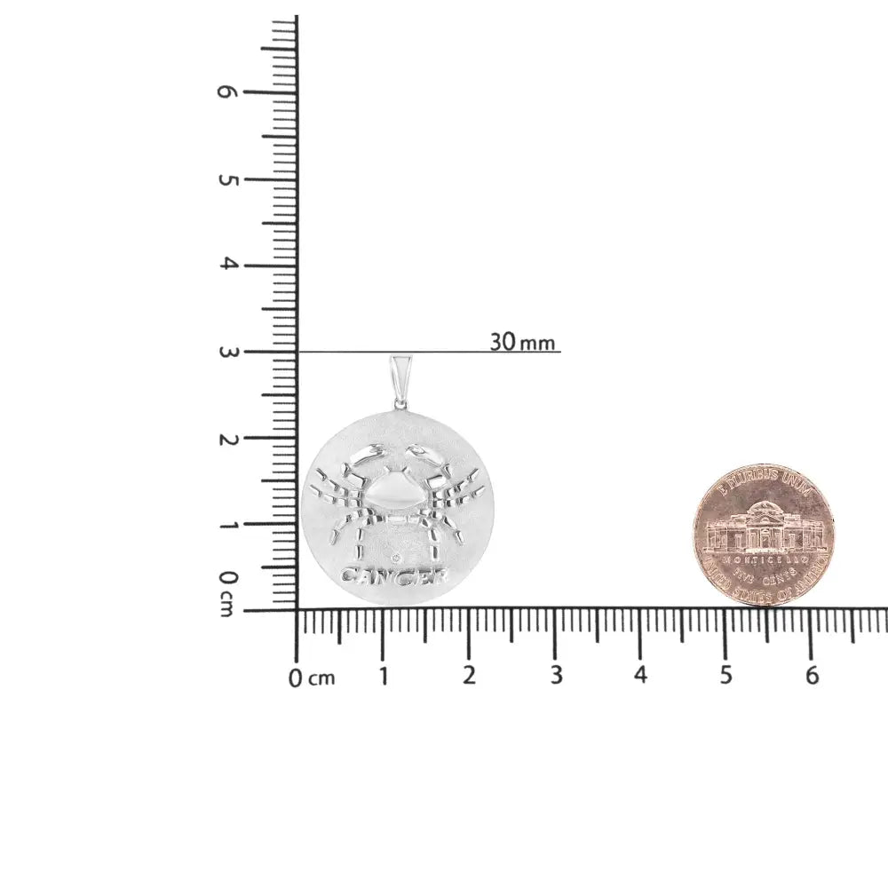 Cancer zodiac diamond medallion in sterling silver 18 inch necklace bijoux-nyc direct