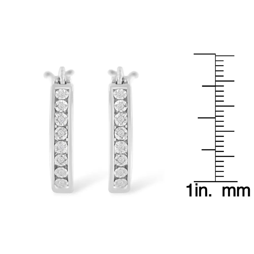 .925 Sterling-Silver Diamond Accent Channel Set Style Hoop Earring (I-J Color, I3 Clarity) - Bijoux-NYC Direct
