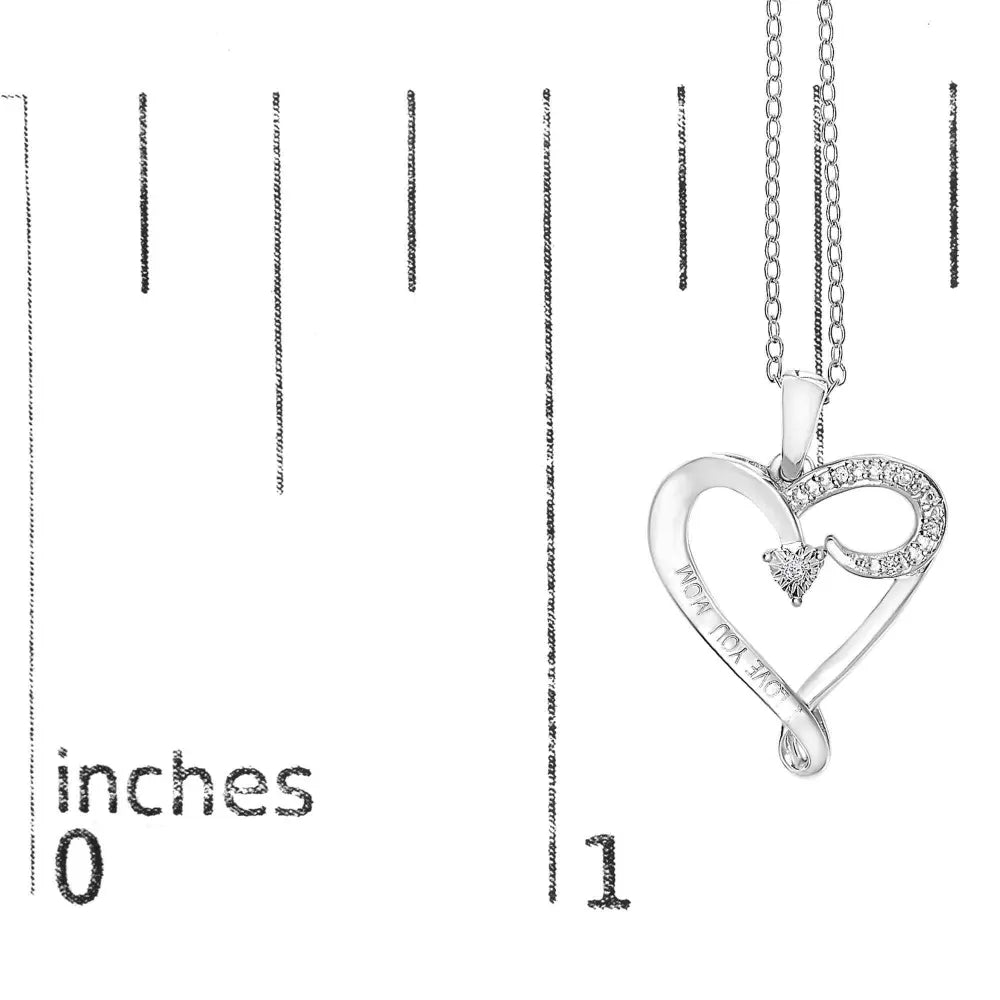 .925 sterling silver diamond accent ’i love you mom’ heart pendant necklace (j k color i2 i3 clarity) 18’’ inches