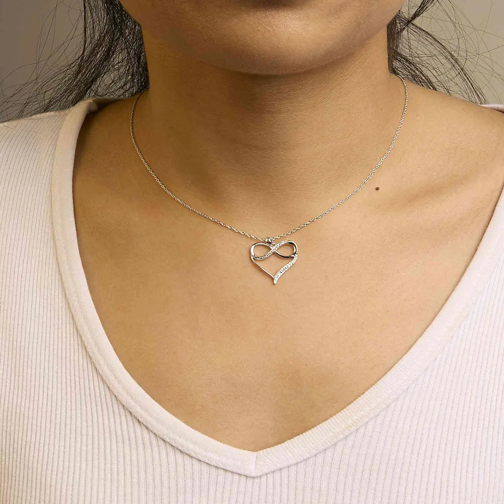 .925 sterling silver diamond accent infinity heart love pendant necklace (j k color i2 i3 clarity) 18’’ inches