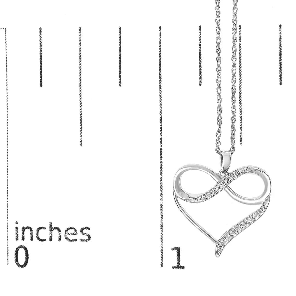 .925 sterling silver diamond accent infinity heart love pendant necklace (j k color i2 i3 clarity) 18’’ inches