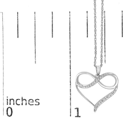 .925 sterling silver diamond accent infinity heart love pendant necklace (j k color i2 i3 clarity) 18’’ inches