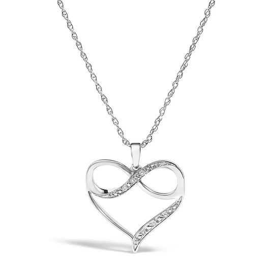 .925 sterling silver diamond accent infinity heart love pendant necklace (j k color i2 i3 clarity) 18’’ inches