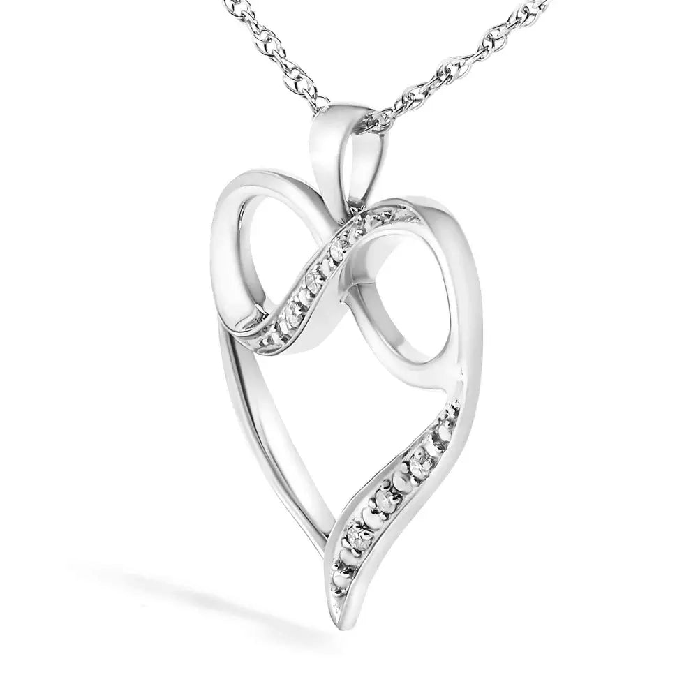 .925 sterling silver diamond accent infinity heart love pendant necklace (j k color i2 i3 clarity) 18’’ inches