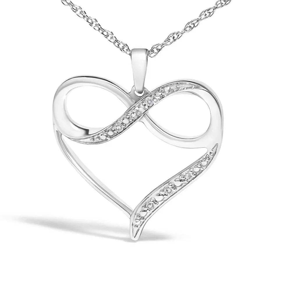 .925 sterling silver diamond accent infinity heart love pendant necklace (j k color i2 i3 clarity) 18’’ inches