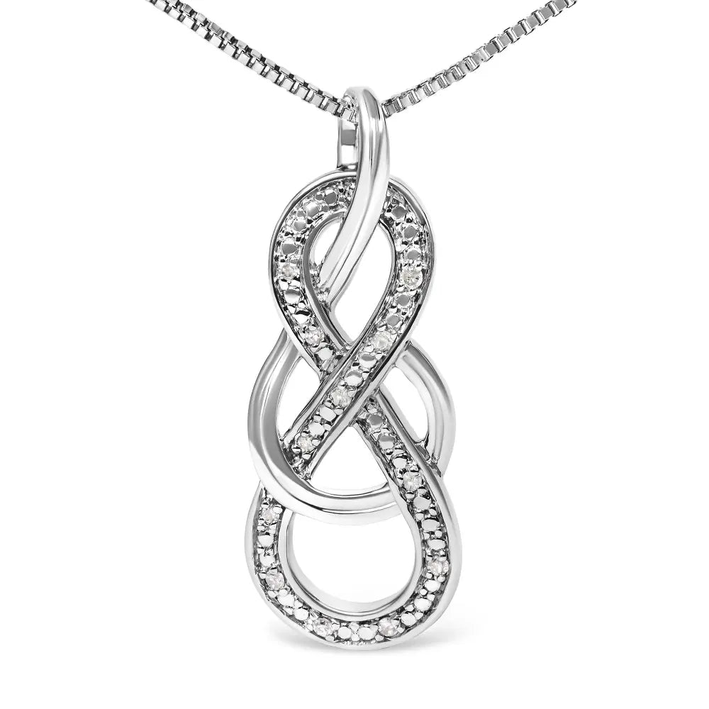 925 sterling silver diamond accent interlocking infinity pendant necklace (h i color i2 i3 clarity) 18’’ inches
