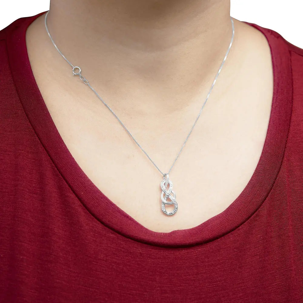925 sterling silver diamond accent interlocking infinity pendant necklace (h i color i2 i3 clarity) 18’’ inches