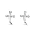 Sterling silver diamond accent knife earrings with rhodium plating bijoux-nyc direct