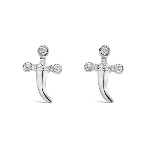 .925 sterling silver diamond accent knife earrings (h-i color i2-i3 clarity) bijoux-nyc direct