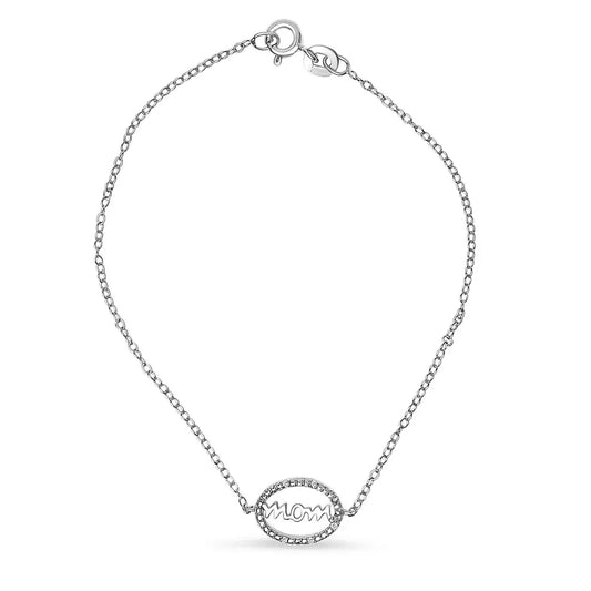 .925 sterling silver diamond accent mom charm bracelet (j k color i2 i3 clarity) 7’’ inches bracelets/bracelet/link handcrafted