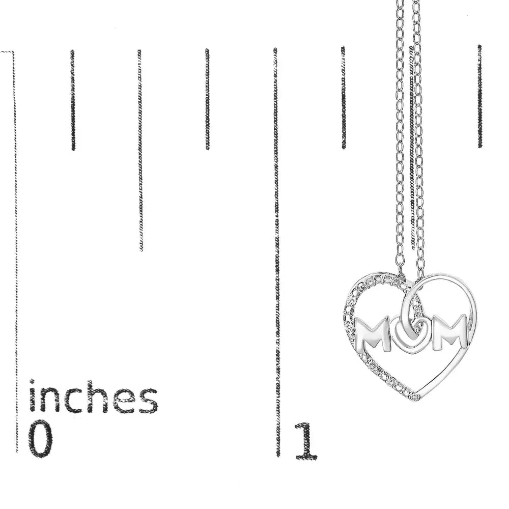 .925 sterling silver diamond accent mom heart pendant necklace (j k color i2 i3 clarity) 18’’ inches necklaces/pendant/pendant